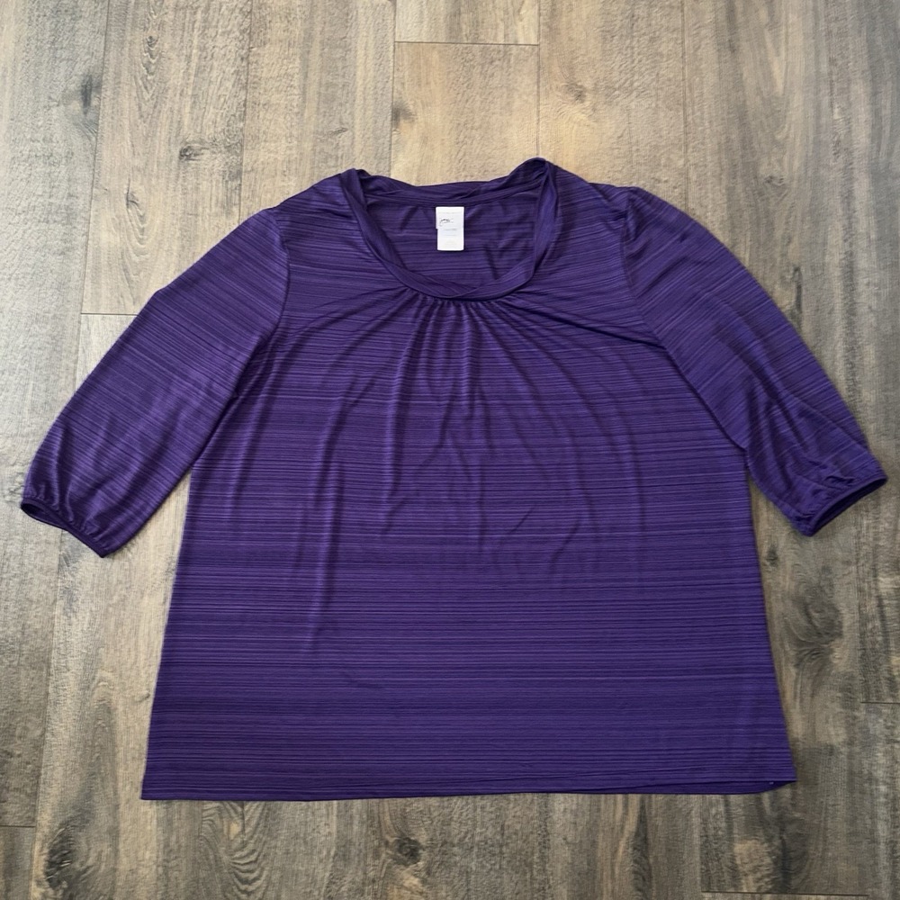JMS Top Women's Sz 3XL Long Sleeve Purple Shirt Stretchy Athleisure Workout